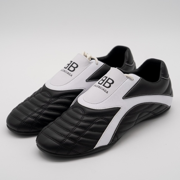 Size 44 - Balenciaga Zen Sneakers Black White Leather - Picture 1 of 13